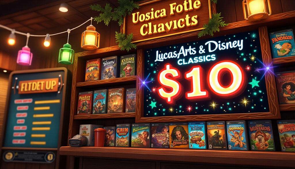 unleash your gaming passion with this $10 bundle featuring iconic pc games from lucasarts and disney. discover classic adventures and cherished titles that bring nostalgia and excitement to your gaming library!